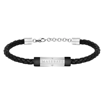 Bracciale MASERATI uomo Carbon pelle nero / acciaio