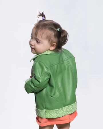 Noa - Giacca Bambina Verde in vera pelle