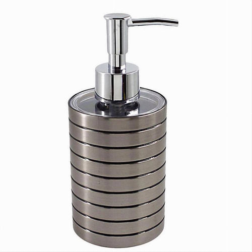 Dispenser Sapone Liquido Argento A Righe Accessorio Moderno Arredo Bagno 10388