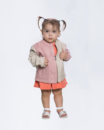 Nina - Giacca Bambina Rosa in vera pelle