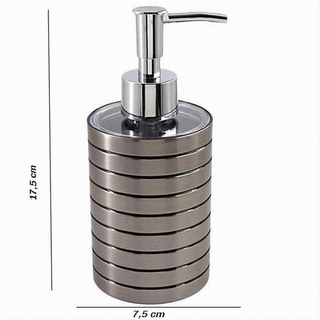 Dispenser Sapone Liquido Argento A Righe Accessorio Moderno Arredo Bagno 10388