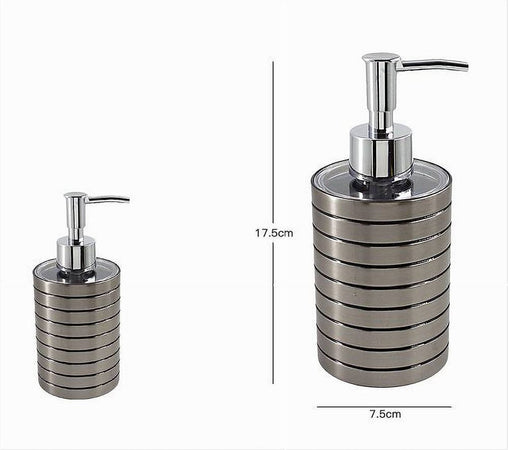 Dispenser Sapone Liquido Argento A Righe Accessorio Moderno Arredo Bagno 10388