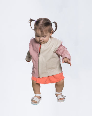 Nina - Giacca Bambina Rosa in vera pelle