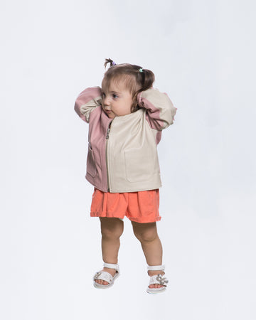 Nina - Giacca Bambina Rosa in vera pelle