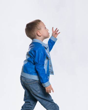 Noa - Giacca Baby Blu in vera pelle