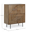 Comodino Darsey per camera, Struttura In Legno Di Mango, Schienale In Mdf