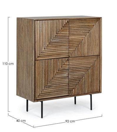 Comodino "Darsey" per camera, Struttura In Legno Di Mango, Schienale In Mdf