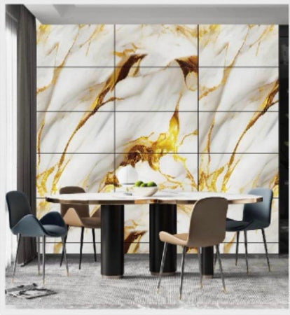 Pannello Adesivo Effetto Marmo Perlato Dorato Pareti Paraschizzi 300x60cm Stanza