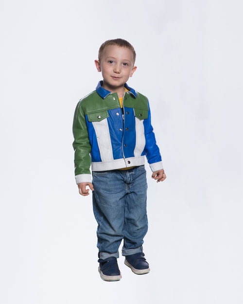 Noa - Giacca Bambino in vera pelle Multicolor Edition