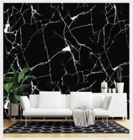 Pannello Adesivo Effetto Marmo Nero Marmorizzato Pareti Paraschizzi 300x60cm Stanza