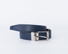 Diego - Cintura Reversibile Liscia Blu e Nero In Vera Pelle di Cervo Double  face