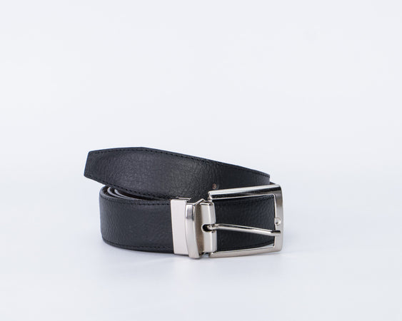 Bernardo - Cintura Reversibile Liscia Testa di Moro e Nero In Vera Pelle di Cervo Double face