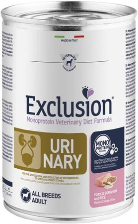 Exclusion Urinary paté Cani Adulti All Breeds maiale e riso 400 gr
