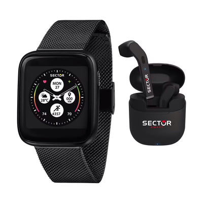 Smartwatch SECTOR S-04 acciaio mesh nero + cuffie wireless