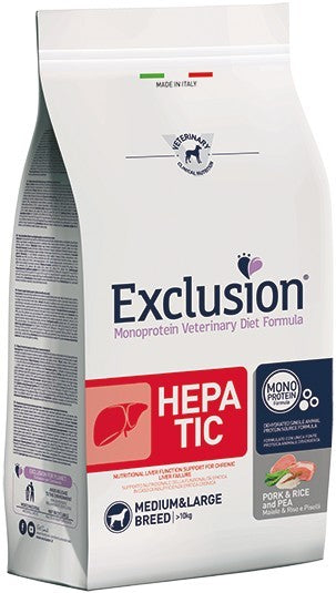 Exclusion Hepatic Cani Adulti Medium&Large Breed maiale riso e piselli