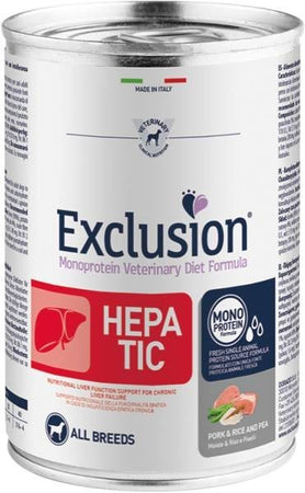 Exclusion Hepatic paté Cani Adulti All Breeds maiale riso e piselli 400 gr