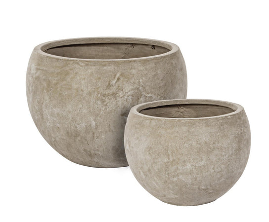 Set di 2 Vasi "Cement" in fibra di vetro e argilla colorata, stile moderno