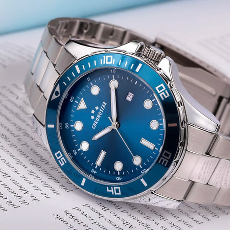 Orologio CHRONOSTAR uomo Captain datario acciaio / blu