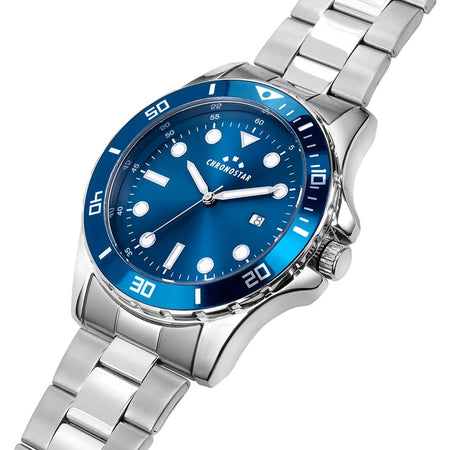 Orologio CHRONOSTAR uomo Captain datario acciaio / blu