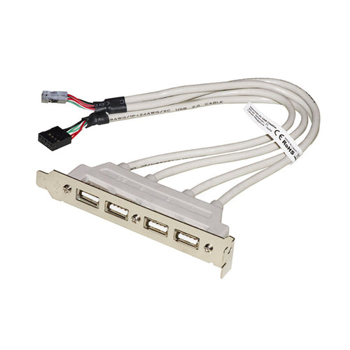 PIASTRINA LINK CON 4 CONNETTORI USB 2.0 TIPO A ESTERNI - CONNETTORE ALLA PIASTRA MADRE 2X10 PIN 2,54 MM