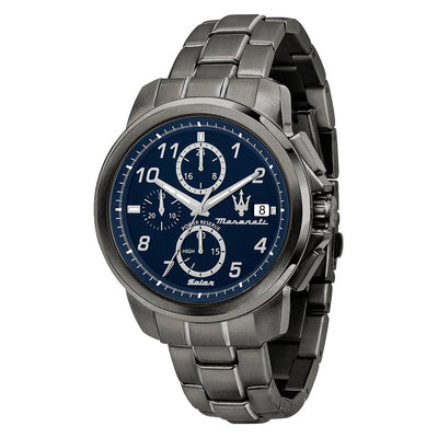 Orologio MASERATI uomo Successo Solar cronografo gun / blu Limited Edition