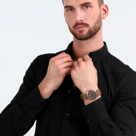 Orologio CHRONOSTAR uomo Pilot pelle marrone