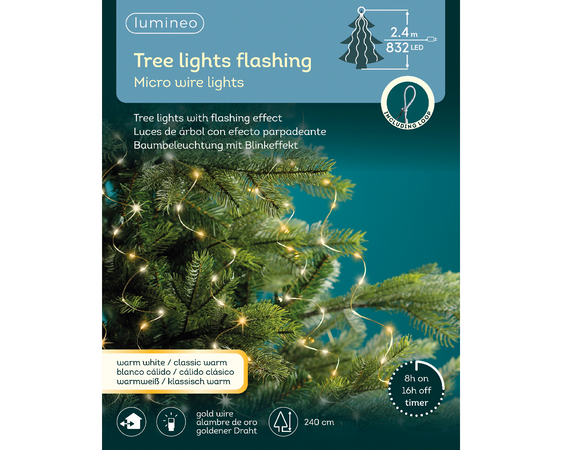 Catena luminosa per albero di Natale con MicroLED, luce calda