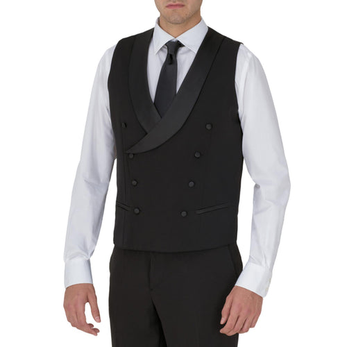 Gilet Raschel Nero Gilet Uomo Collo Sciallato Elasticizzato Cameriere Ricevimento