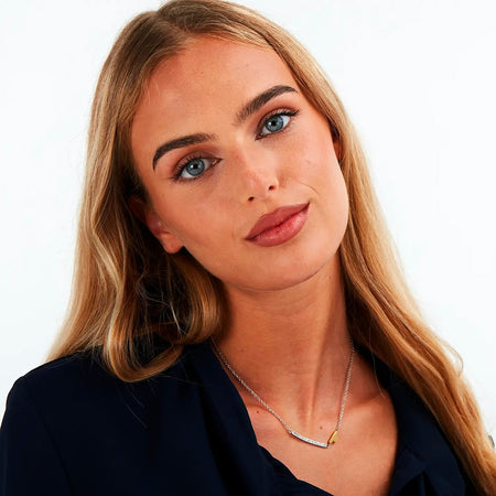 Collana TRUSSARDI donna T-Logo acciaio / oro / cristalli bianchi