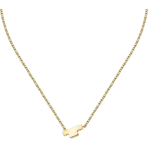 Collana TRUSSARDI donna T-Logo dorata / cristalli bianchi