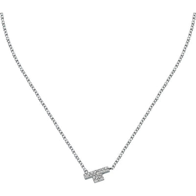 Collana TRUSSARDI donna T-Logo acciaio / cristalli bianchi