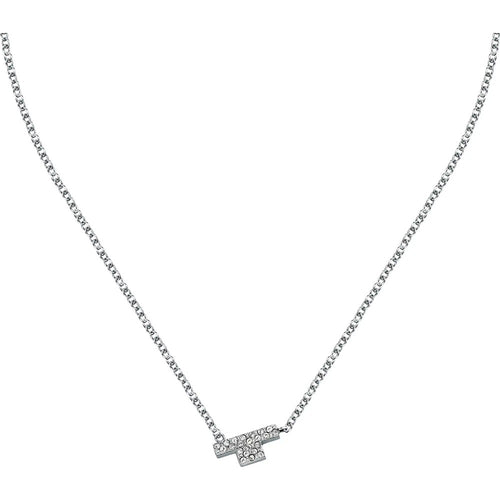 Collana TRUSSARDI donna T-Logo acciaio / cristalli bianchi