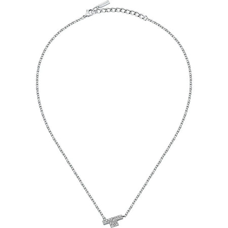 Collana TRUSSARDI donna T-Logo acciaio / cristalli bianchi