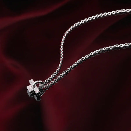 Collana TRUSSARDI donna T-Logo acciaio / cristalli bianchi