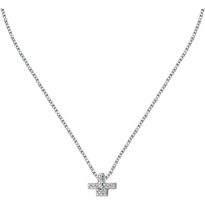 Collana TRUSSARDI donna T-Logo acciaio / cristalli bianchi