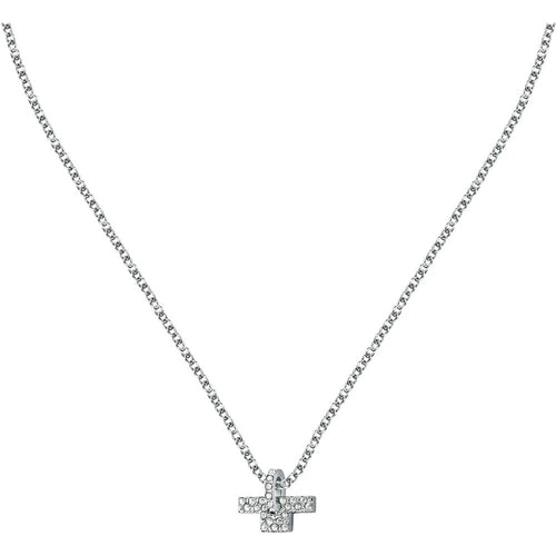 Collana TRUSSARDI donna T-Logo acciaio / cristalli bianchi