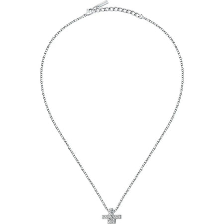 Collana TRUSSARDI donna T-Logo acciaio / cristalli bianchi