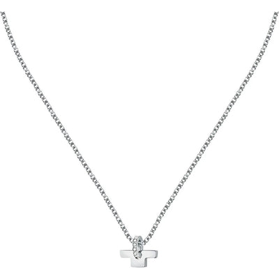 Collana TRUSSARDI donna T-Logo acciaio / cristalli bianchi