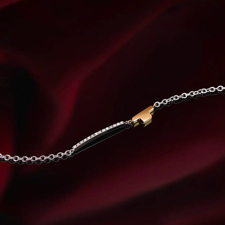 Bracciale TRUSSARDI donna T-Logo tag dorato / cristalli bianchi