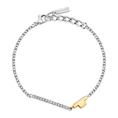 Bracciale TRUSSARDI donna T-Logo tag dorato / cristalli bianchi