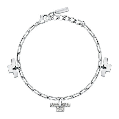 Bracciale TRUSSARDI donna T-Logo acciaio / cristalli bianchi