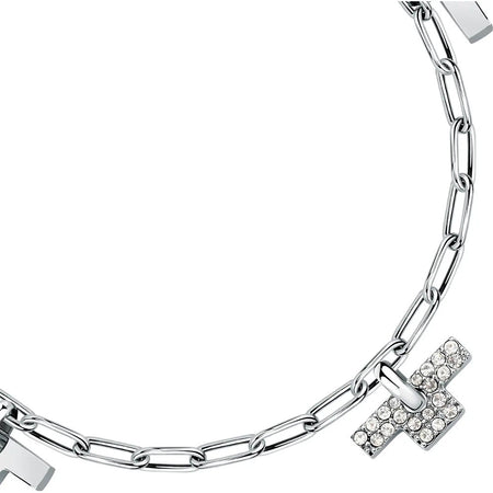Bracciale TRUSSARDI donna T-Logo acciaio / cristalli bianchi