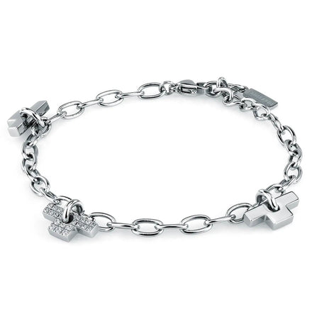 Bracciale TRUSSARDI donna T-Logo acciaio / cristalli bianchi