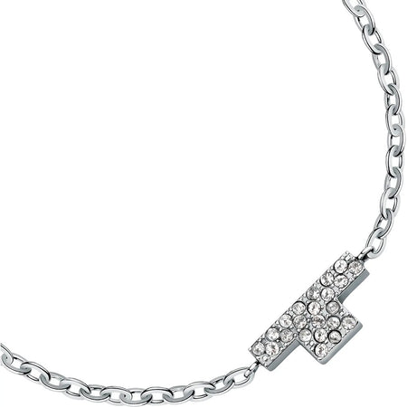 Bracciale TRUSSARDI donna T-Logo acciaio / cristalli bianchi