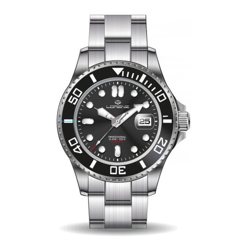 Orologio LORENZ uomo Scuba Automatico datario acciaio / nero