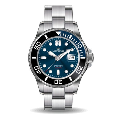 Orologio LORENZ uomo Scuba Automatico datario acciaio / blu