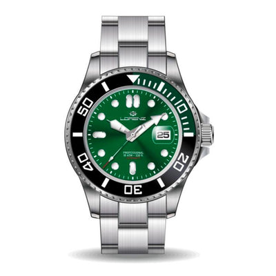 Orologio LORENZ uomo Scuba Automatico datario acciaio / verde