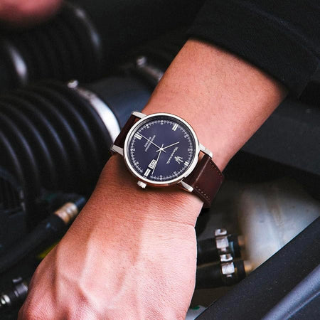 Orologio MASERATI uomo Eleganza data pelle marrone / blu