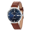 Orologio MASERATI uomo Eleganza data pelle marrone / blu