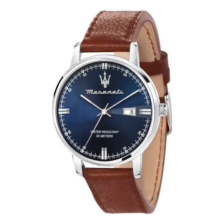 Orologio MASERATI uomo Eleganza data pelle marrone / blu